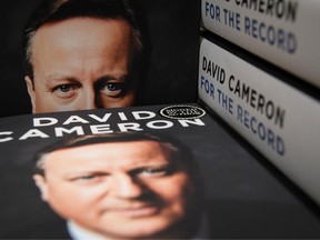 Copies of 'For The Record,' the autobiography of Britain's former Prime Minister David Cameron, is seen on display in Waterstones book store on September 19, 2019 in London, United Kingdom.