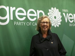 Federal Green Party Leader Elizabeth May attends the launch of her party's election platform in Toronto on Monday September 16, 2019.