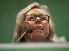 Federal Green Party Leader Elizabeth May attends the launch of her party's election platform in Toronto on Monday September 16, 2019.