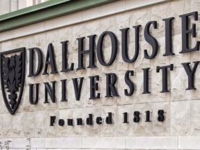 A Dalhousie University sign is seen in Halifax on January 6, 2015. A report out of Dalhousie University contextualizes anti-black racism at the school by detailing its founders' racist views and Nova Scotia's various connections to anti-black racism and slavery.THE CANADIAN PRESS/Andrew Vaughan