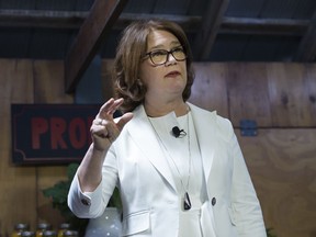 Jane Philpott makes an announcement regarding her political future as running in the next federal election as an independent in Markham, Ont., on Monday, May 27, 2019. Philpott says she stands by the commitment she made as a Liberal candidate to support access to abortion.THE CANADIAN PRESS/Nathan Denette