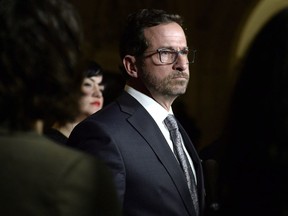 Yves-Francois Blanchet makes an announcement on the leadership race of the Bloc Quebecois in the Foyer of the House of Commons on Parliament Hill in Ottawa on Monday, Nov. 26, 2018.