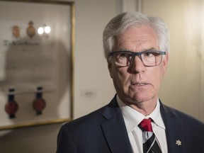 International Trade Minister Jim Carr speaks to the media following his address to the Canada-India Business Council to highlight Canada's trade diversification strategy in Toronto on Wednesday, June 26, 2019.