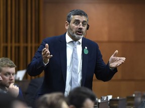 NDP MP Pierre Nantel rises during Question Period in the House of Commons on Parliament Hill in Ottawa on Wednesday, June 5, 2019. Nantel, who won his riding south of Montreal for the NDP in 2011 and in 2015, said if a Quebec independence referendum were held, he would vote yes.