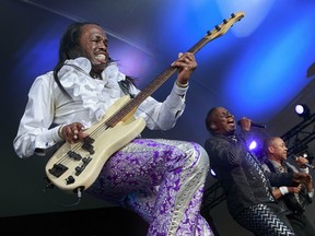 Verdine White, Philip Bailey and Ralph Johnson of Earth, Wind & Fire  on the Main Stage  for the 2014 Ottawa Jazz Festival.