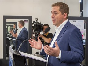 Federal Conservative leader Andrew Scheer speaks at a campaign event in Winnipeg on Tuesday September 17, 2019. Scheer says he would help parents save up to send their children to college or university by increasing the amount of money the federal government contributes to the pot.