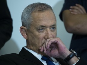 Benny Gantz, Blue and White leader during a Blue and White Party post-election meeting on September 19, 2019 in Tel Aviv, Israel.