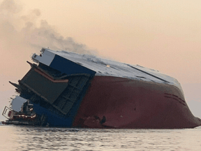 Coast Guard and port partners responded Sept. 8, 2019 after the 656-foot vehicle carrier "Golden Ray" overturned in the St. Simons Sound near Brunswick, Georgia.