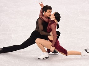 Canada's Tessa Virtue and Canada's Scott Moir compete in the ice dance free dance of the figure skating event during the Pyeongchang 2018 Winter Olympic Games at the Gangneung Ice Arena in Gangneung on February 20, 2018.