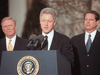U.S. President Bill Clinton addresses the nation on Dec. 19, 1998 from the White House after the House of Representatives impeached him on charges of perjury and obstruction of justice.
