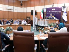 Behrouz Kamalvandi, spokesman for the Atomic Energy Organization of Iran speaks during news conference in Tehran.