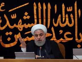 Iranian President Hassan Rouhani speaks during a cabinet meeting in Tehran on Sept. 4, 2019.