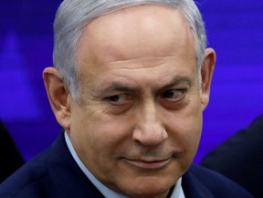 Israeli Prime Minister Benjamin Netanyahu looks on after delivering a statement in Ramat Gan, near Tel Aviv, Israel September 10, 2019.