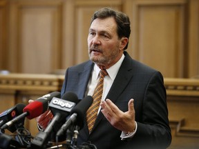 Supreme Court Chief Justice Richard Wagner speaks during a press conference in the Law Courts (Manitoba Court of Appeal) in Winnipeg Monday, September 23, 2019. This is the first time in the history of the Supreme Court that it will sit outside of Ottawa.