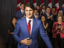 Federal Liberal leader Justin Trudeau finishes a campaign stop in Toronto on Sept. 20, 2019.