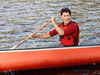 Liberal leader Justin Trudeau canoes around Lake Laurentian during a campaign stop in Sudbury, Ont. on Sept. 26, 2019.