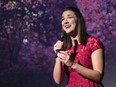 Castmember Stephanie Rothenberg performs the song “Journey to the Past” from Anastasia at the Mirvish Theatre Preview.