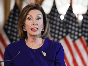 U.S. House Speaker Nancy Pelosi announces a formal impeachment inquiry after allegations that President Donald Trump sought to pressure Ukraine's president to investigate leading Democratic presidential contender Joe Biden and his son, Sept 24, 2019.