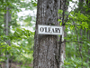 A sign indicates the location the cottage owned by businessman and television personality Kevin O’Leary on Lake Joseph.