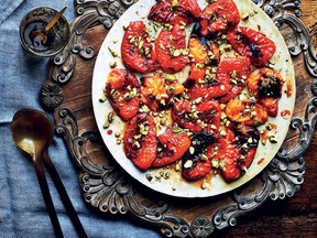 Roasted peppers and pomegranate vinaigrette