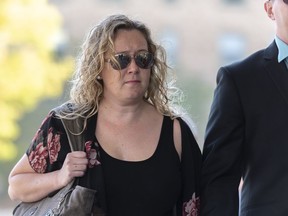 Carolyn Strom, left, arrives at the Court of Appeal for Saskatchewan in Regina, Saskatchewan on Tuesday September 17, 2019. Strom was found guilty of professional misconduct by the Saskatchewan Registered Nurses Association in 2016 and handed the financial penalty.