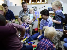 Liberal Leader Justin Trudeau makes a campaign stop at a daycare in St. John's, N.L., on Sept. 17, 2019.