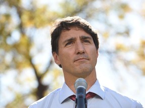 Liberal Leader Justin Trudeau addresses media in Winnipeg on Thursday, Sept.19, 2019.