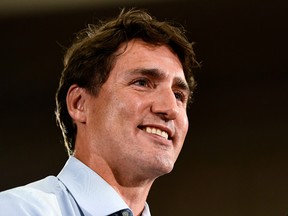 Prime Minister Justin Trudeau at a rally in Vancouver.