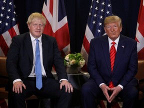U.S. President Donald Trump holds a bilateral meeting with British Prime Minister Boris Johnson on the sidelines of the annual United Nations General Assembly in New York City, New York, U.S., September 24, 2019.