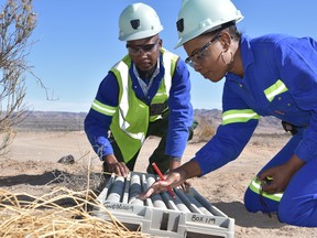 Members of Trevali’s Mineral Resource team with core samples from the Trevali Rosh Pinah Mine in Namibia – one of Trevali’s four operating mines.