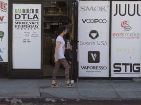 A vaping store is seen before the Los Angeles County Department of Public Health press conference to announce an investigation into deaths associated with the use of e-cigarettes, also known as vaping, in Los Angeles on September 6, 2019.