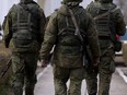 Russian soldiers seen in Novoozerne, Crimea on  March 19, 2014.
