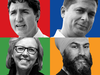 Clockwise: Justin Trudeau, Andrew Scheer, Jagmeet Singh and Elizabeth May.