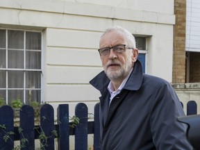 Jeremy Corbyn, leader of the U.K. opposition Labour party, departs from his home in London, U.K., on Monday, Oct. 28, 2019.