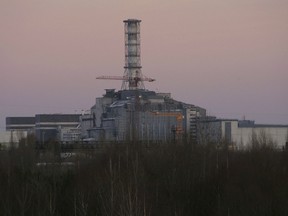 The Sarcophagus of Chernobyl nuclear reactor 4 is seen on January 24, 2006 in Chernobyl, Ukraine.