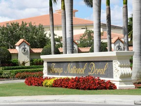 This file photo taken on April 03, 2018 shows a view of the entrance of Trump National Doral in Miami, Florida.