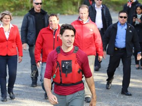 Federal Liberal Leader Justin Trudeau makes a campaign stop at the Lake Laurentian Conservation Area in Sudbury, Ont., on Sept. 26, 2019.