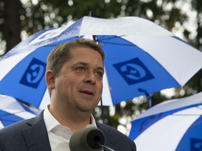 Conservative leader Andrew Scheer speaks during a campaign rally in Vancouver, Sunday October 20, 2019.