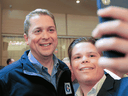 Conservative leader Andrew Scheer poses for a picture while campaigning in Halifax, Nova Scotia, Oct. 3, 2019.