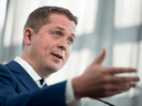 Conservative Leader Andrew Scheer speaks to reporters in Toronto on Oct. 1, 2019.