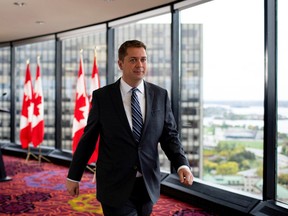 Leader of Canada's Conservatives Andrew Scheer campaigns for the upcoming election in Ottawa, Ontario, Canada on October 7, 2019.