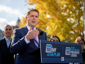 Conservative Leader Andrew Scheer campaigns in Quebec City on Oct. 15, 2019.