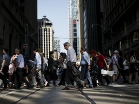 Pedestrians in Toronto's financial district.