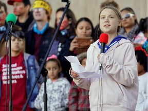 Activist Greta Thunberg speaks at a climate change rally in Denver, Colorado, last Friday, October 11, 2019.