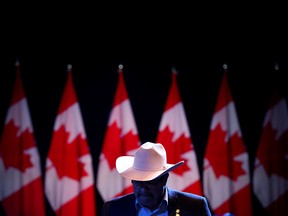 A supporter is seen at Conservative Leader Andrew Scheer's campaign headquarters in Regina during the federal election on Oct. 21, 2019.