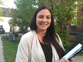 Green Party candidate Jenica Atwin, an educator focused on First Nations rights, is shown campaigning in Fredericton on Tuesday Oct. 8, 2019. Atwin made history Monday - capturing the Green party's first federal seat in New Brunswick and taking the Fredericton riding by a sizeable margin.