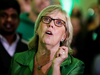 Green Party leader Elizabeth May watches live results on election night in Victoria, B.C., Oct. 21, 2019.