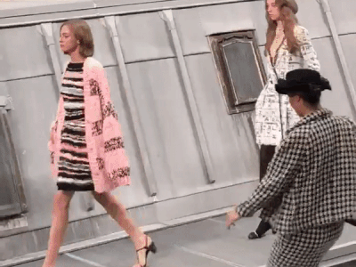 French r crashes Chanel catwalk and is escorted off by Gigi Hadid