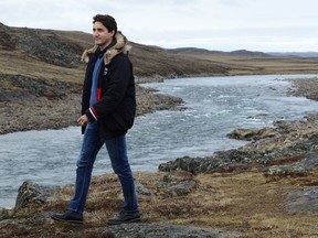 Liberal Leader Justin Trudeau arrives for a campaign event in Iqaluit, Nunavut on Tuesday Oct. 8, 2019.
