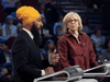 NDP Leader Jagmeet Singh and Green Party Leader Elizabeth May take part in a French-language leaders debate in Gatineau, Que. on Oct. 10, 2019.